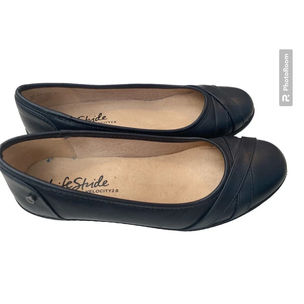 LifeStride Velocity I-Loyal Women's Navy Ballet Flats Size 9W NEW - Picture 2 of 6